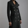 Italian Wool Double Breasted Military Midi Coat