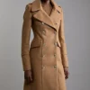 Italian Wool Double Breasted Military Midi Coat