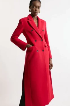 Italian Wool Double Breasted Tailored Maxi Coat