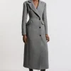 Italian Wool Mix Tailored Fitted Maxi Coat