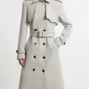 Italian Wool Tailored Belted Trench Maxi Coat