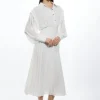 Jersey And Georgette Mix Pleated Maxi Shirt Dress