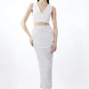 Jersey Crepe Embellished Midi Skirt