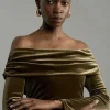 Jersey Off The Shoulder Velvet Bodysuit