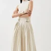 Knitted Midi Dress With Pu Detailing