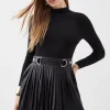 Knitted Skater Dress With Pu Detailing