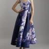 Large Scale Floral Print Woven Prom Maxi Dress