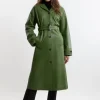 Leather Belted Clean Trench Coat