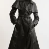 Leather Cape Detail Trench Coat