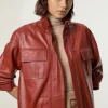 Leather Cargo Pocket Bomber Jacket