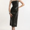 Leather Clean Minimal Strappy Pencil Dress