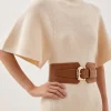 Leather Croc Wide Waist Belt