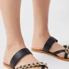 Leather Diamante Toe Loop Sandal