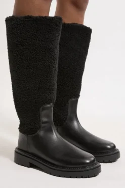 Leather Fur Lined Chunky Calf Boot
