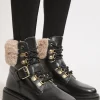 Leather Fur Lined Chunky Lace Up Worker Boot