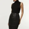 Leather Lace Up Pencil Skirt