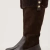 Leather Shearing Knee High Boot