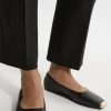 Leather Square Toe Ballerina With Metal Toe Cap