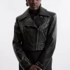 Leather Structured Micro Moto Jacket