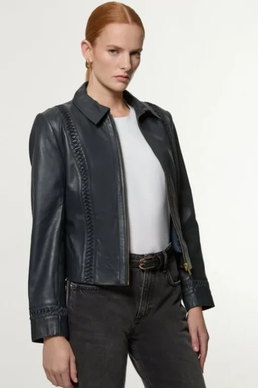 Leather Twist Detail Jacket