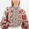 Linen Viscose Border Print Floral Woven Blouse