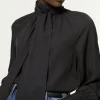 Long Sleeved Pussy Bow Woven Blouse