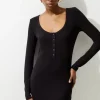 Lux Viscose Rib Jersey Scoop Neck Mini Dress