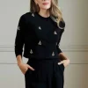 Lydia Millen All Over Embellished Dry Handle Viscose Blend Knit Cardi