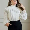 Lydia Millen Chiffon Top Stitch Detail Ruffle Woven Blouse