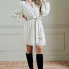 Lydia Millen Petite Chiffon Top Stitch Detail Ruffle Belted Woven Mini Dress
