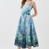 Lydia Millen Petite Cotton Scenic Floral Strappy Midi Dress