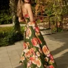 Lydia Millen Petite Floral Linen Woven Strappy Maxi Dress