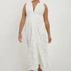 Lydia Millen Plus Size Lace With Cotton Sateen Woven Halter Dress