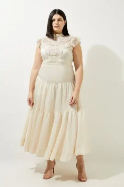 Lydia Millen Plus Size Lace Slub Organdie Woven Maxi Dress