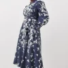 Lydia Millen Plus Size Linen Placement Floral Woven Maxi Dress