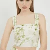 Lydia Millen Tall Floral Botanic Printed Linen Woven Top