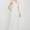 Lydia Millen Tall Lace With Cotton Sateen Woven Halter Dress