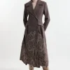 Lydia Millen Wool Blend Floral Cutwork Flared Skirt Midaxi Coat