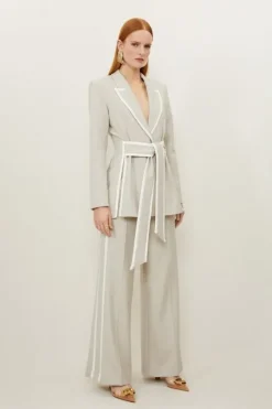 Melange Wide Leg Tipped Dress Pants