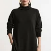 Merino Wool Asymmetric Funnel Neck Knit Sweater