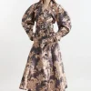 Metallic Floral Tailored Trench Maxi Coat