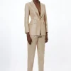 Metallic Taffeta Single Breasted Tailored Blazer & Trouser Set