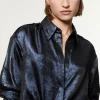 Metallic Woven Collared Shirt