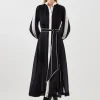 Military Mono Belted Woven Midi Dress