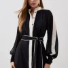 Military Mono Belted Woven Mini Dress