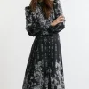 Mono Floral Woven Button Up Maxi Dress