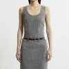 Mono Textured Seam Detail Tailored Midi Dress