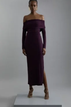 Off The Shoulder Drapey Midi Dress