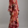 Ombre Floral Woven Crinkle Maxi Skirt