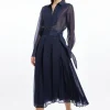 Organdie Pleated Woven Midi Skirt